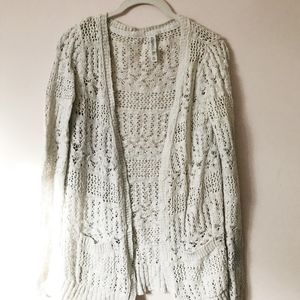 Aeropostale - White Button Up Knit Sweater